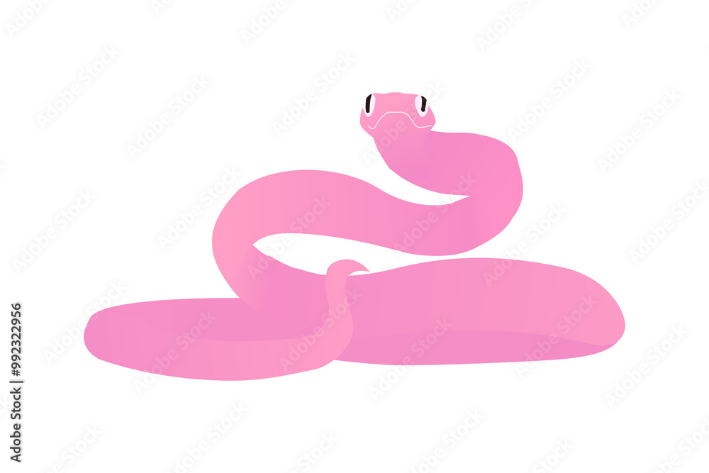 Fototapeta premium へび 蛇 イラスト 透過 ヘビ 干支 年賀 年賀状 ピンク