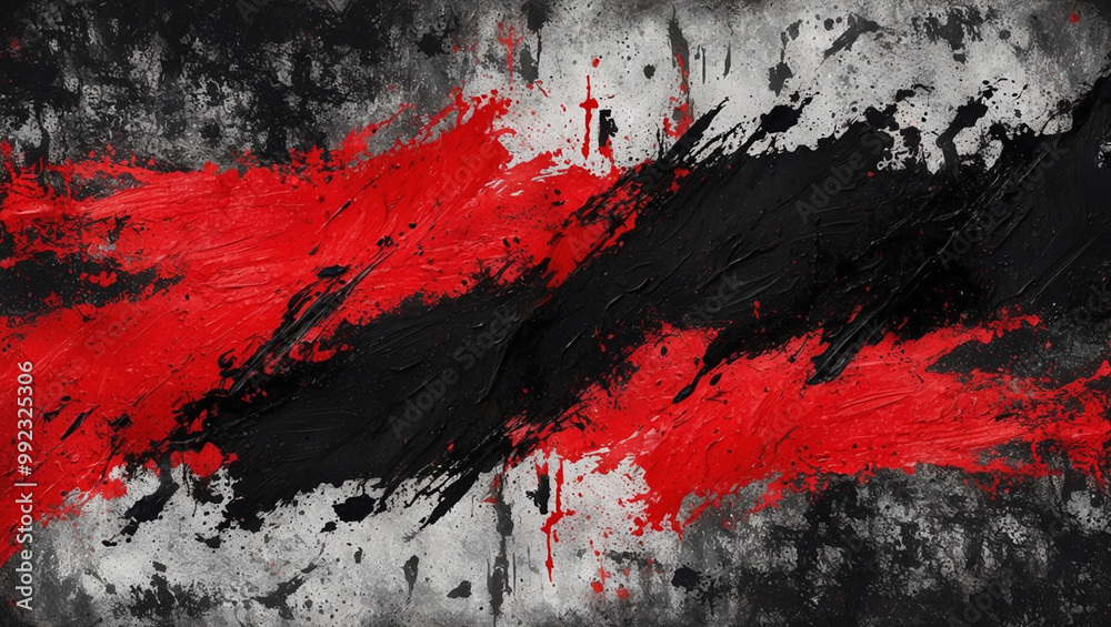 This abstract grunge background features rough black and red paint strokes with visible textures and an organic transition, creating a bold and edgy visual effect. This abstract grunge background features rough black and red paint strokes with visible textures and an organic transition, creating a bold and edgy visual effect.