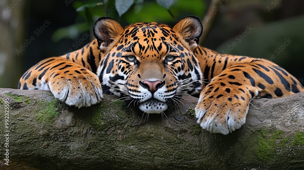 Jaguar Resting on Tree Branch Close Up Portrait Jaguar Resting on Tree Branch Close Up Portrait