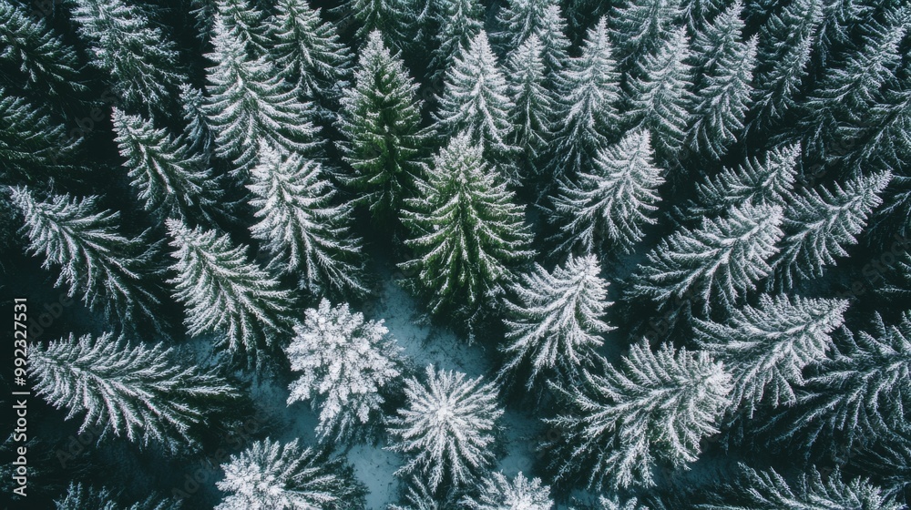 Aerial View of a Snow-Covered Evergreen Forest Aerial View of a Snow-Covered Evergreen Forest