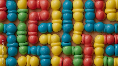 A Close-Up View of Colorful Wooden Beads Arranged in a Pattern