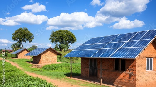 Wallpaper Mural Solar Panels on Rural Homes Under Blue Sky Torontodigital.ca