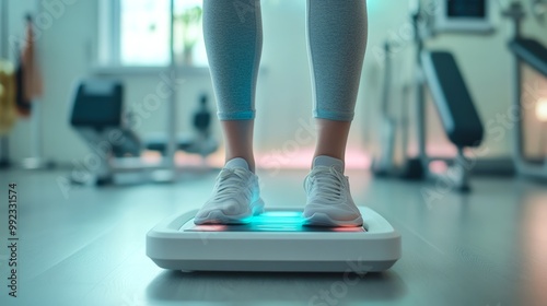 Feet Standing on Vibrating Platform in Rehabilitation Center