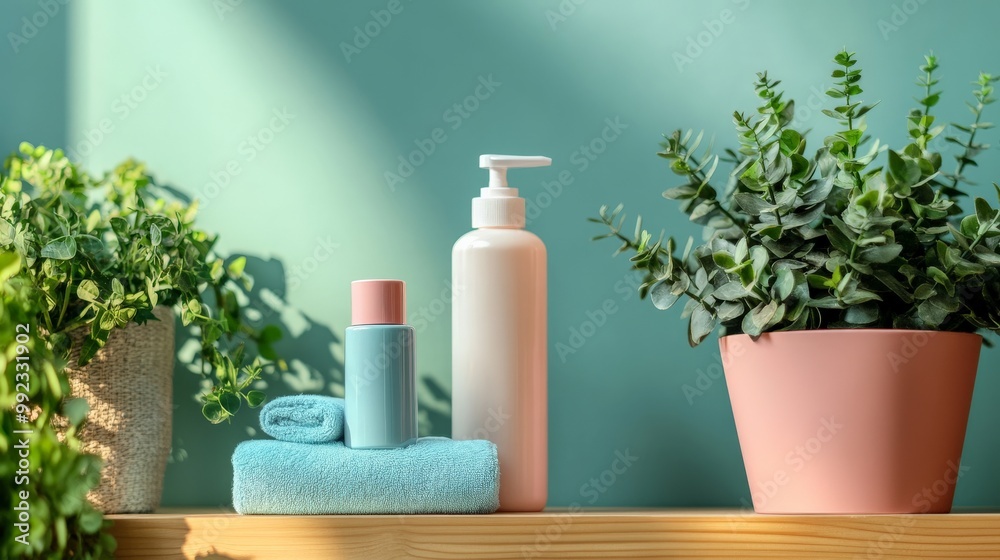 Tranquil Spa-Inspired Vanity with Lush Greenery Tranquil Spa-Inspired Vanity with Lush Greenery