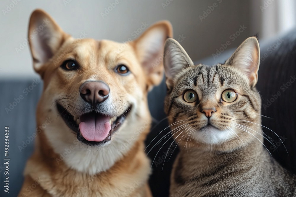 仲良しの犬と猫 仲良しの犬と猫