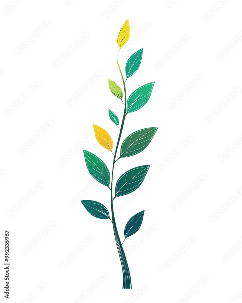 Colorful leafy branch, white isolated background. Colorful leafy branch, white isolated background.