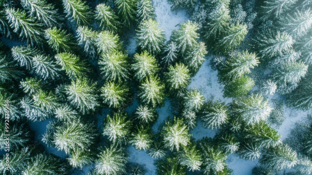 Aerial View of a Snow-Covered Evergreen Forest Aerial View of a Snow-Covered Evergreen Forest