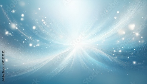 A radiant burst of white light with flowing blue and silver waves, creating a serene, dreamy atmosphere. Perfect for ethereal, cosmic, winter, or abstract digital backgrounds and design elements.