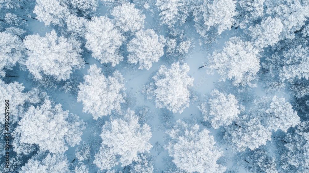 Aerial View of a Snow-Covered Forest in Winter Aerial View of a Snow-Covered Forest in Winter