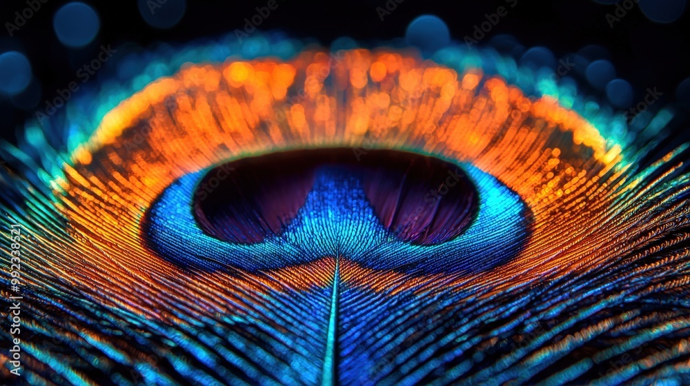 Peacock Feather Macro with Bokeh Background Peacock Feather Macro with Bokeh Background