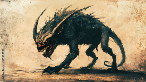 The mythic animal sucker dwell chupacabra. Chupacabra. Illustration