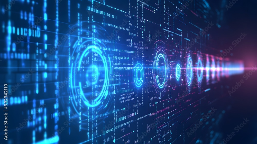 Abstract Digital Data Visualization with Glowing Blue Circles and Lines Abstract Digital Data Visualization with Glowing Blue Circles and Lines