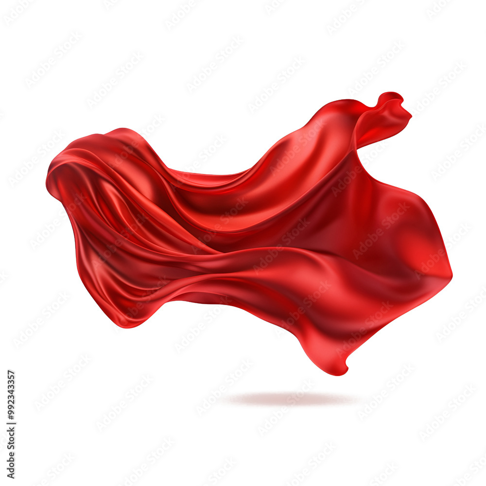 Flying red silk fabric. Waving satin cloth isolated on transparent background PNG Flying red silk fabric. Waving satin cloth isolated on transparent background PNG