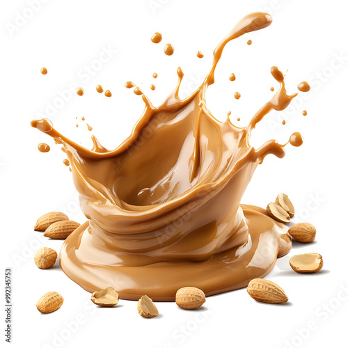 peanut butter splash isolated on transparent background PNG