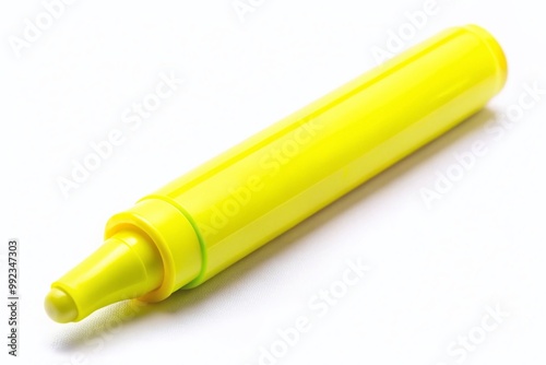 Bright Yellow Highlighter Pen Isolated on White Background for School or Office Supplies Use