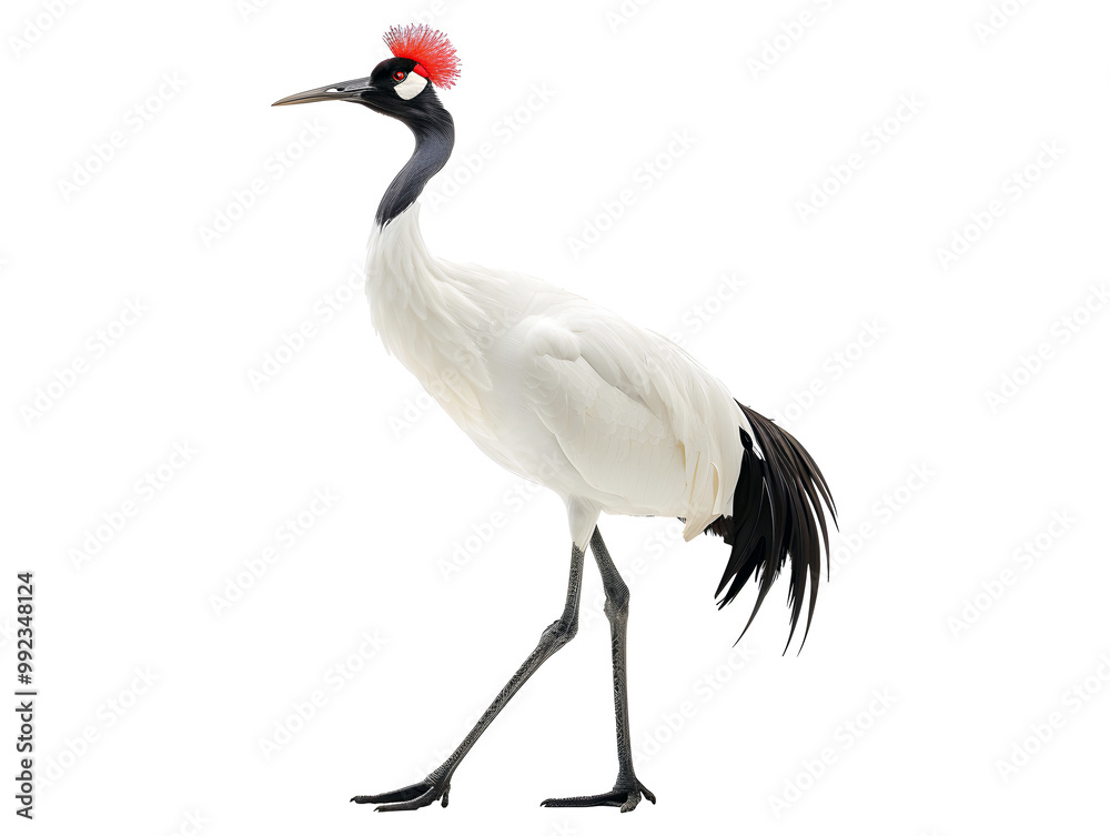 red-crowned crane standing isolated on transparent background red-crowned crane standing isolated on transparent background