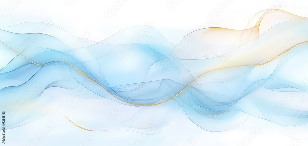 Fototapeta premium A blue and gold wave with gold accents