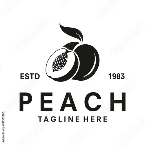 fruit peach logo design template illustration vector