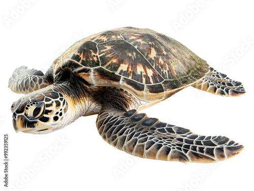 sea turtle swimming isolated on transparent background photo