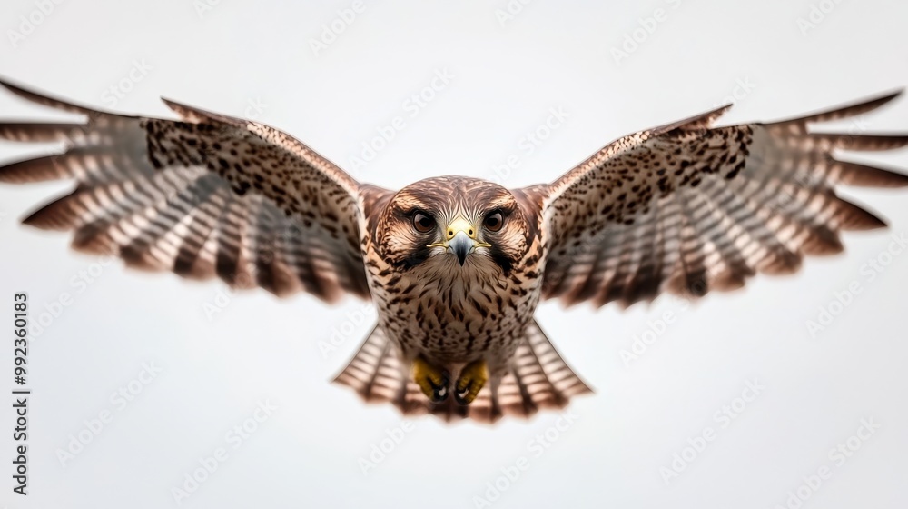 Majestic Hawk in Flight with Wings Spread on White Background - Perfect for Wildlife and Nature Enthusiasts Majestic Hawk in Flight with Wings Spread on White Background - Perfect for Wildlife and Nature Enthusiasts