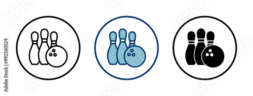 Bowling game Pin Icon vector isolated on white background. Bowling icon, ball and pin