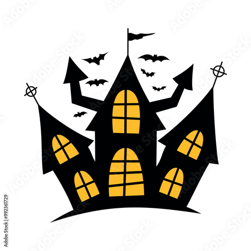 Castle5. Halloween Castle Illustration. Horror Halloween Day Castle Image