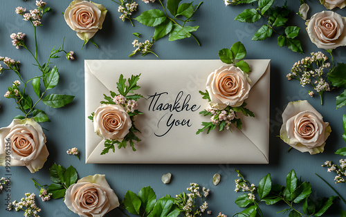 Floral Envelope with Thank You Message: Elegant Neutral Design photo