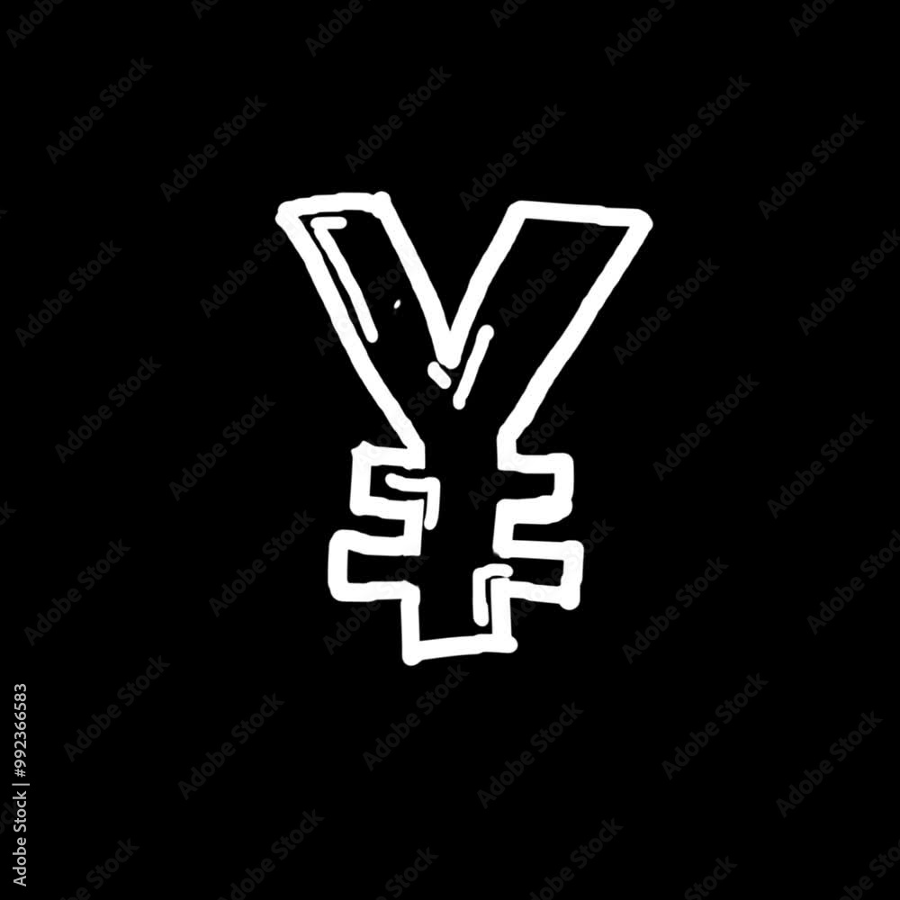 Hand drawn Yen currency symbol on black background. Hand drawn Yen currency symbol on black background.