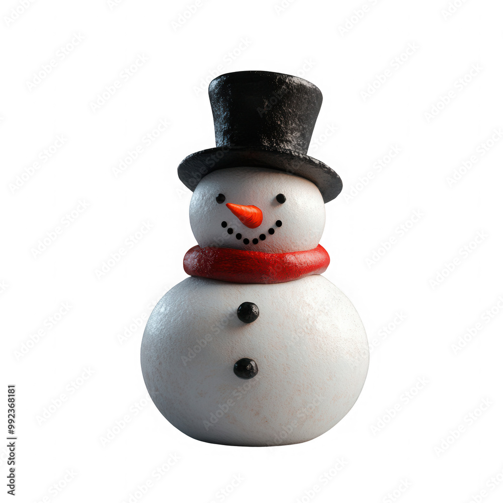 A snowman wearing a hat and scarf A snowman wearing a hat and scarf