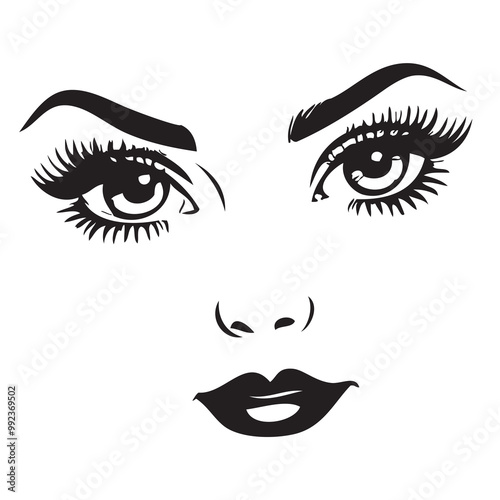 Elements of a female face