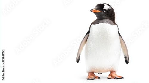 Adorable Penguin Standing on White Background - Perfect for Wildlife and Nature Themed Projects photo