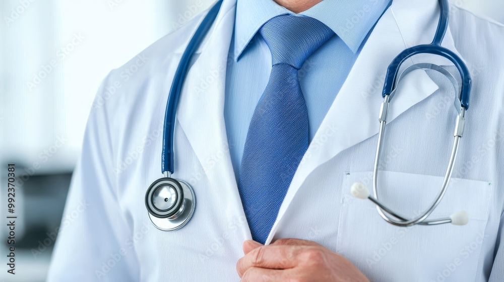 Professional Healthcare and Nursing - Close-up of a Doctor in White Coat with Stethoscope Professional Healthcare and Nursing - Close-up of a Doctor in White Coat with Stethoscope