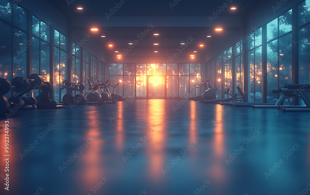 Blurred Gym Interior: Fitness Equipment Banner Blurred Gym Interior: Fitness Equipment Banner
