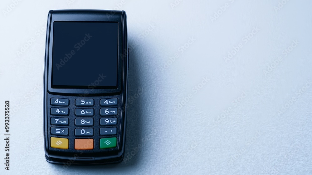 Modern Electronic Payment Terminal on White Background for Secure Transactions and Digital Payments Modern Electronic Payment Terminal on White Background for Secure Transactions and Digital Payments