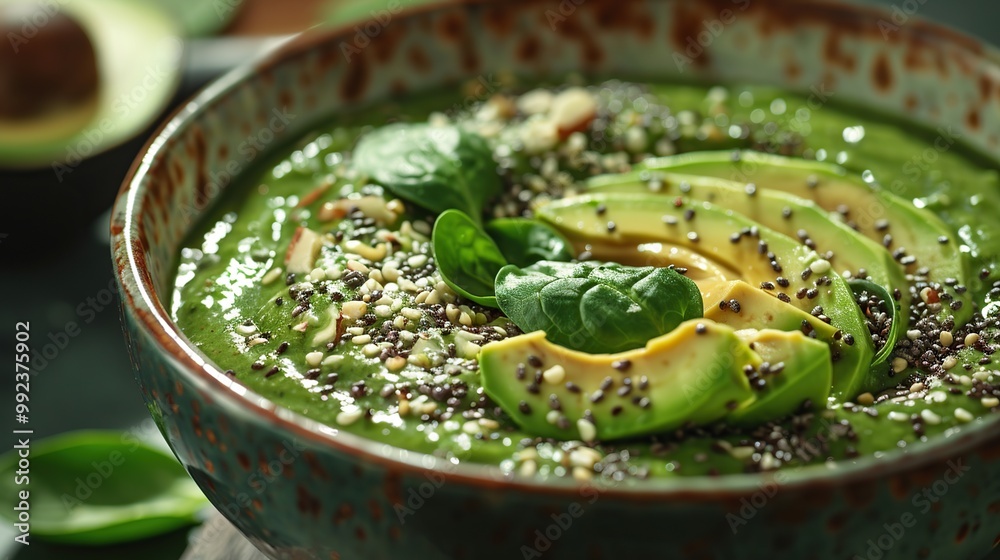 Green Smoothie Bowl with Avocado and Chia Seeds Green Smoothie Bowl with Avocado and Chia Seeds
