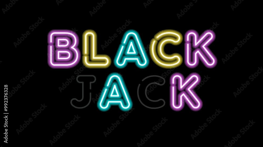 Black Jack text font with neon light animation suitable for Business Promotional Concept Motion Graphic, with green screen background, 4k video Black Jack text font with neon light animation suitable for Business Promotional Concept Motion Graphic, with green screen background, 4k video