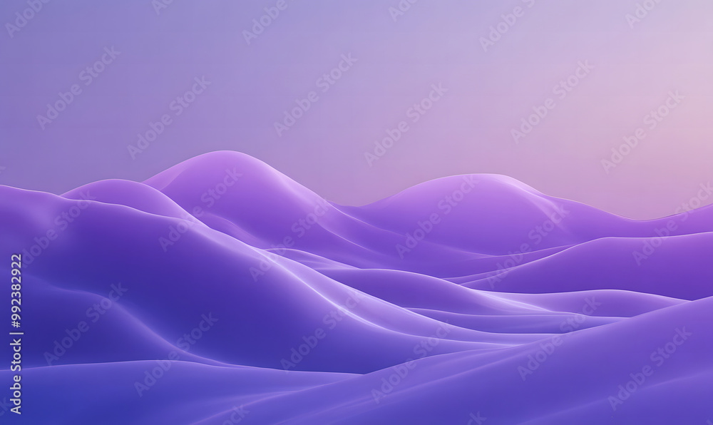 Abstract Purple Waves with Gradient Pastel Sky – 3D Digital Art Design Abstract Purple Waves with Gradient Pastel Sky – 3D Digital Art Design