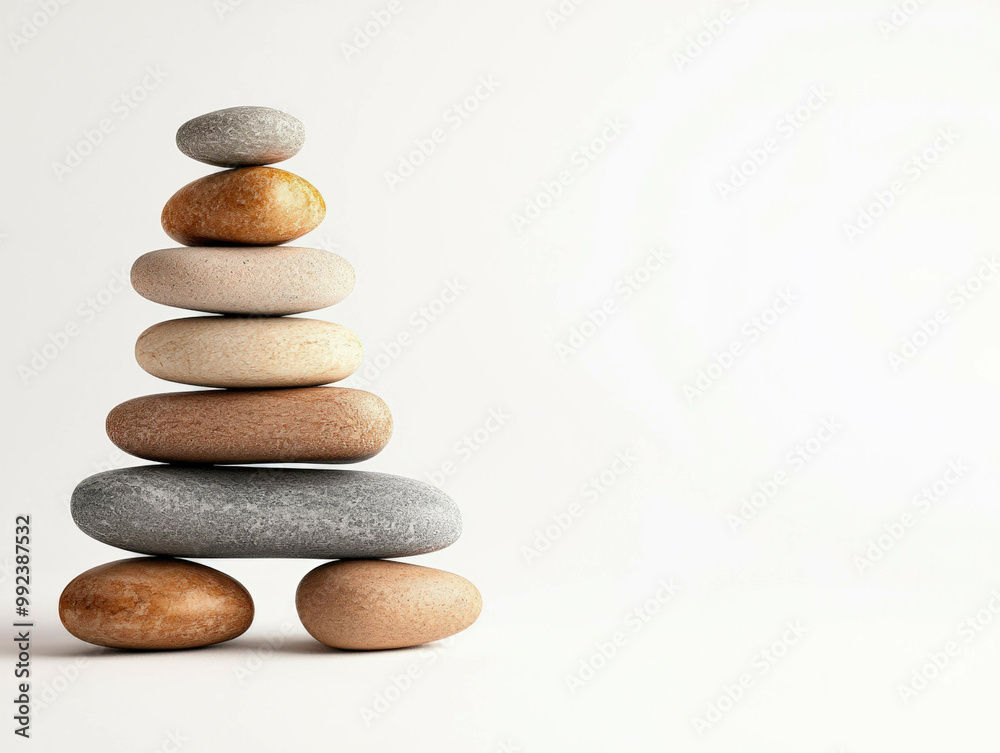A serene stack of smooth stones balanced carefully, symbolizing mindfulness, inner peace, and simplicity, set against a clean minimalist background for calm reflection. A serene stack of smooth stones balanced carefully, symbolizing mindfulness, inner peace, and simplicity, set against a clean minimalist background for calm reflection.