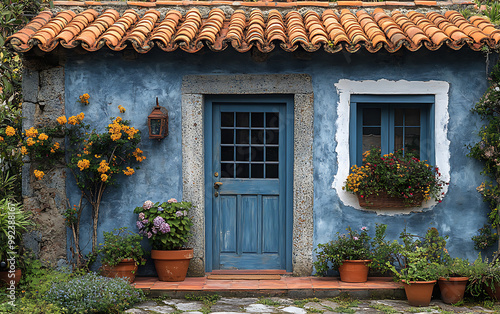 Vintage Blue & White Portuguese Ceramic Tile Décor photo