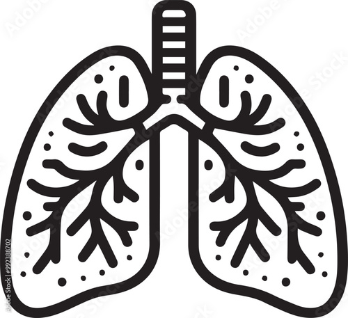 Human Lungs Tailored silhouette simple vector black and white