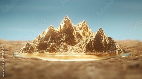 golden mountain peaks in desert landscape