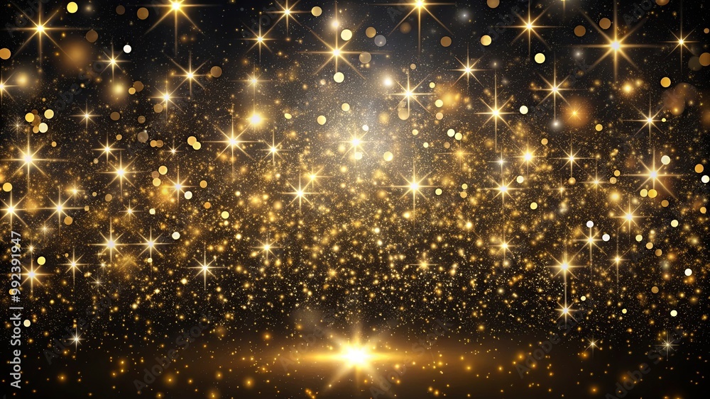 A dazzling display of golden stars and shimmering bokeh, evoking a celestial landscape of magic and wonder. A dazzling display of golden stars and shimmering bokeh, evoking a celestial landscape of magic and wonder.