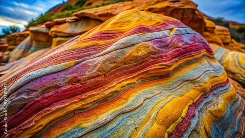 Close-Up of Claystone Sedimentary Rock Revealing Unique Textures and Natural Patterns in Detail photo