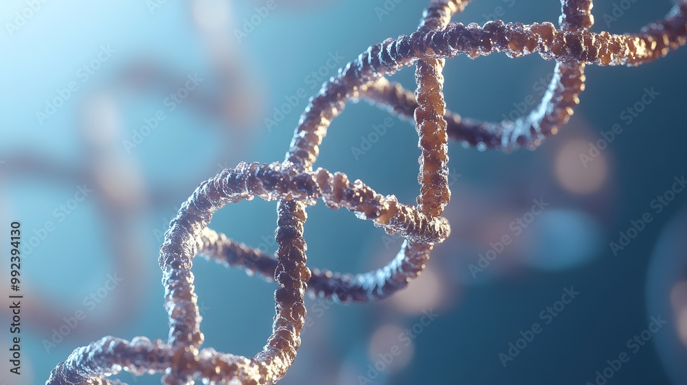 A Close-Up of a Shiny, Metallic Double Helix DNA Strand A Close-Up of a Shiny, Metallic Double Helix DNA Strand