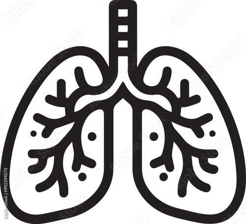 Human Lungs Tailored silhouette simple vector black and white