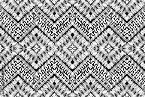 seamless ikat vector pattern, ethnic embroidery style, hand draw painting abstract.