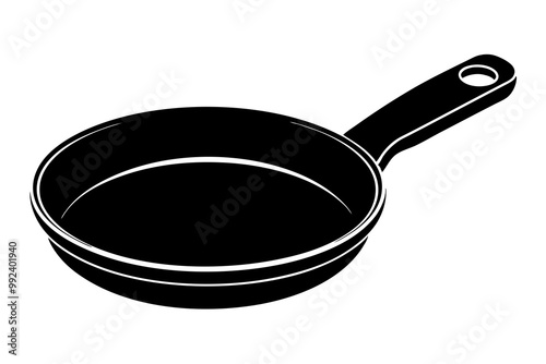 Frypan silhouette vector, Frying pan icon, Skillet silhouette