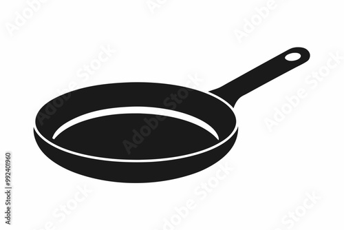 Frypan silhouette vector, Frying pan icon, Skillet silhouette