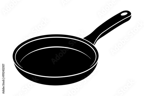 Frypan silhouette vector, Frying pan icon, Skillet silhouette