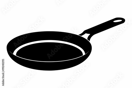 Frypan silhouette vector, Frying pan icon, Skillet silhouette